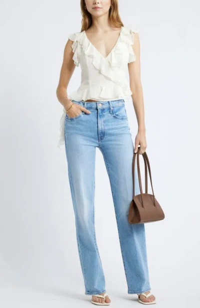 Open Edit Ruffle Sleeveless Crop Top In White