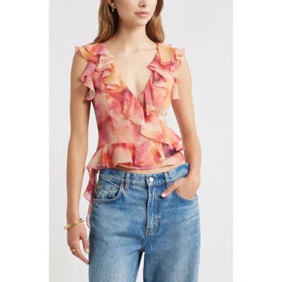 Open Edit Ruffle Sleeveless Crop Top