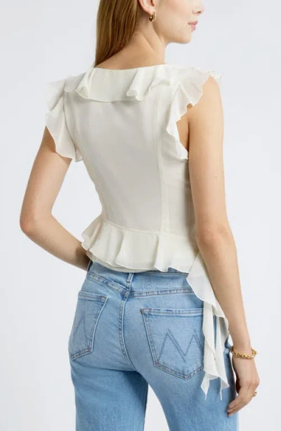 Open Edit Ruffle Sleeveless Crop Top In White