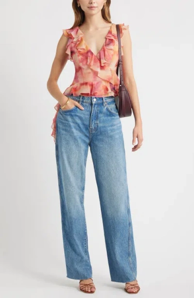 Open Edit Ruffle Sleeveless Crop Top