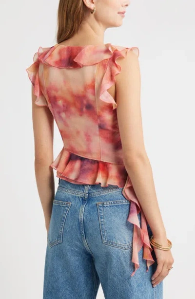 Open Edit Ruffle Sleeveless Crop Top