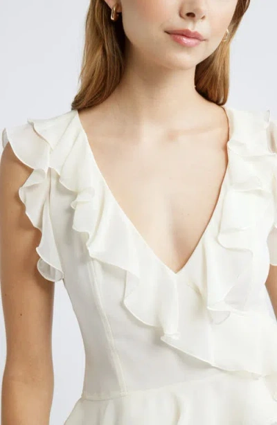 Open Edit Ruffle Sleeveless Crop Top In White