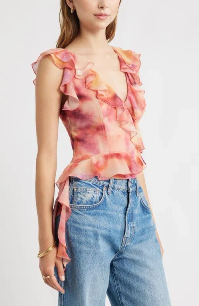 Open Edit Ruffle Sleeveless Crop Top