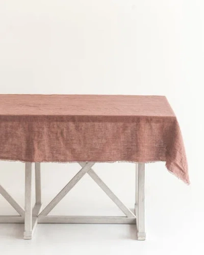Creative Women Stone Washed Linen Tablecloth In Red