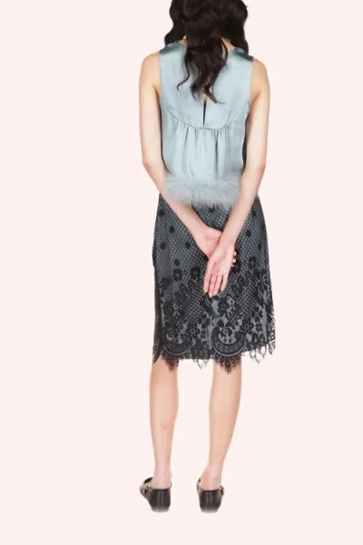 Anna Sui Washed Satin With Lace Top Trimmed With Marabou Feather