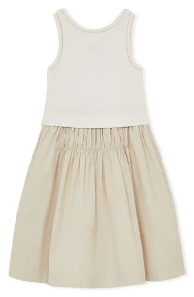 Reiss Kids' Wren Mixed Media Dress In Neutral