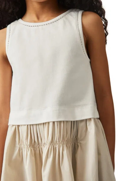 Reiss Kids' Wren Mixed Media Dress In Neutral