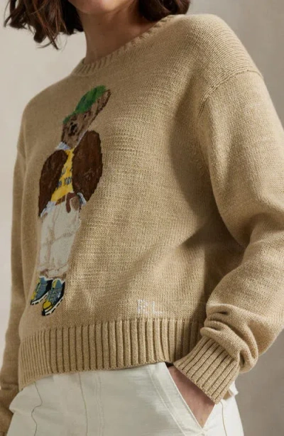 Polo Ralph Lauren Beige Cotton Polo Bear Jumper In Neutral