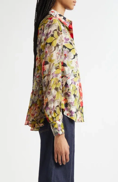 Cinq À Sept Canyon Bloom Print Tiered Ruffle Shirt In Multi