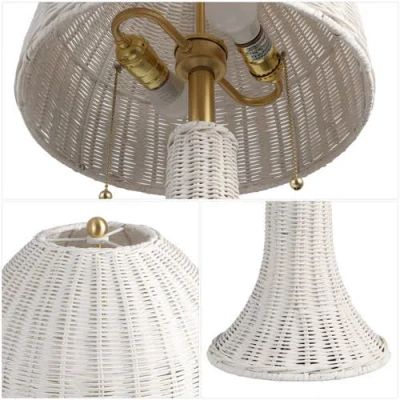 Jonathan Y Joanie 22" Bohemian Rustic Iron Led Table Lamp In White