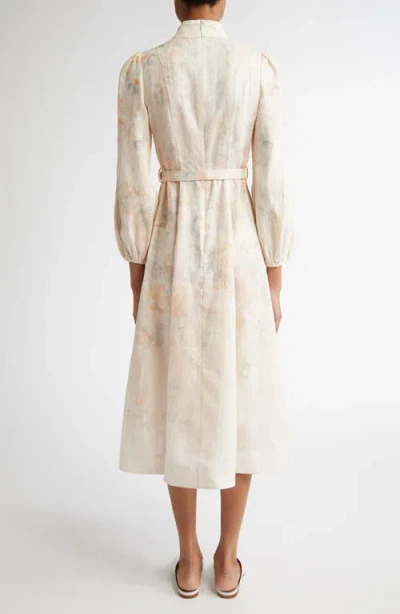Zimmermann Women Floral Print Linen Crush Midi Dress In Neutral