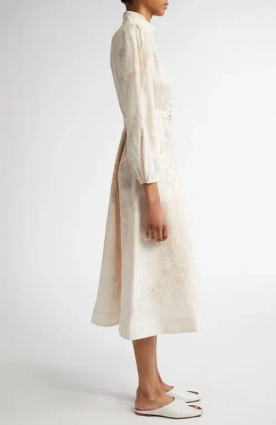 Zimmermann Women Floral Print Linen Crush Midi Dress In Neutral