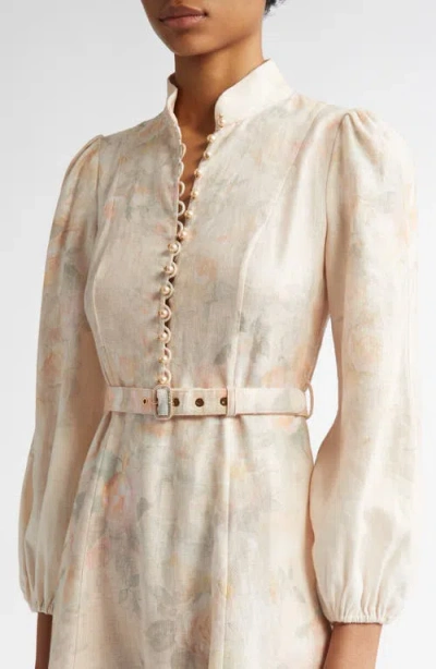 Zimmermann Women Floral Print Linen Crush Midi Dress In Neutral