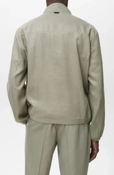 Mango Linen Blend Jacket In Gray