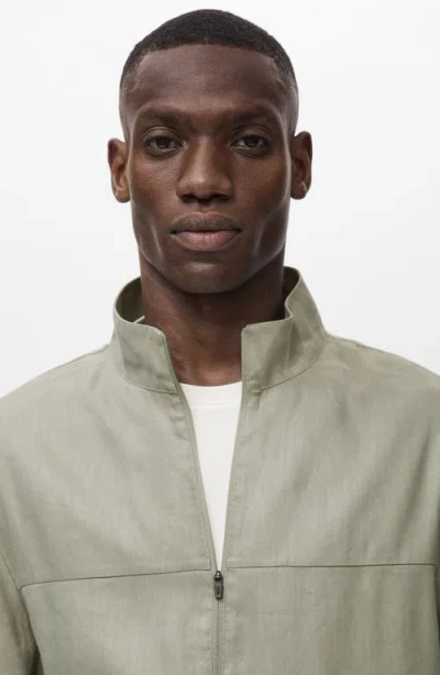 Mango Linen Blend Jacket In Gray