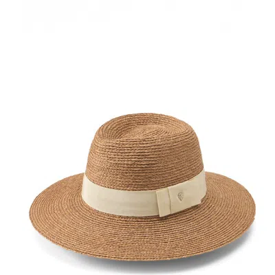 Helen Kaminski Jenna Raffia Straw Fedora In Brown