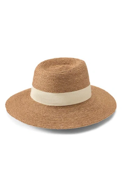 Helen Kaminski Jenna Raffia Straw Fedora In Brown