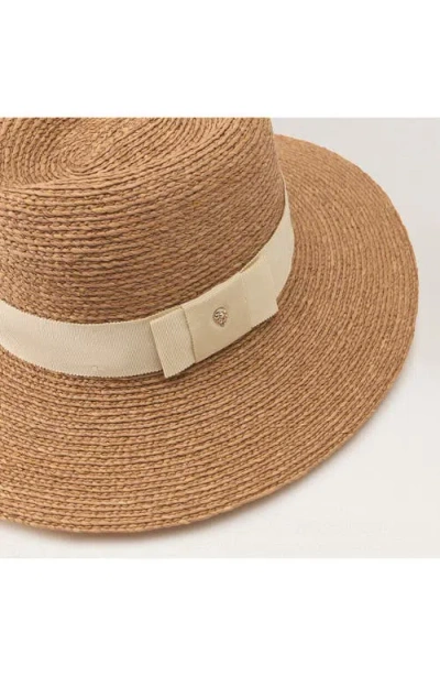 Helen Kaminski Jenna Raffia Straw Fedora In Brown