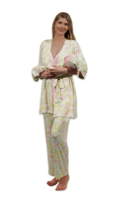 Everly Grey Analise During & After 5-piece Maternity/nursing Sleep Set For Mom & Baby In Yellow