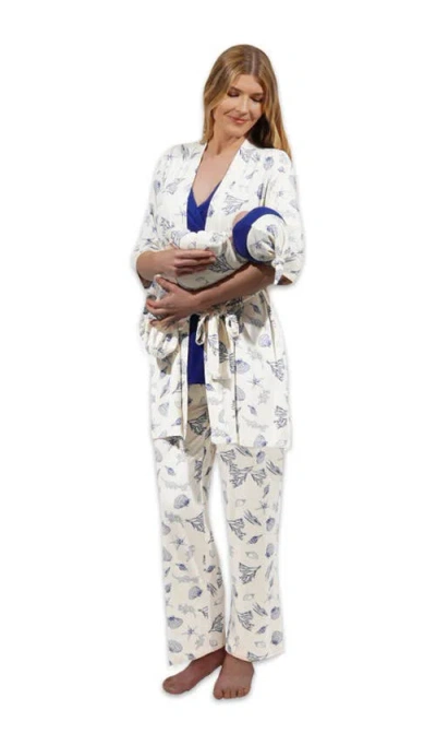 Everly Grey Analise During & After 5-piece Maternity/nursing Sleep Set For Mom & Baby In White