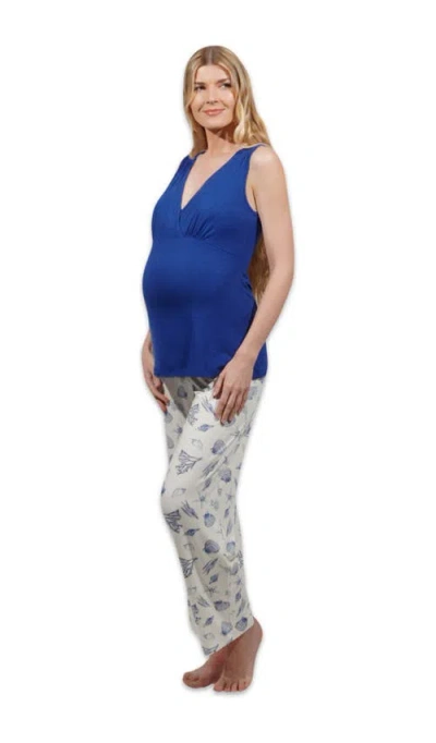 Everly Grey Analise During & After 5-piece Maternity/nursing Sleep Set For Mom & Baby In White