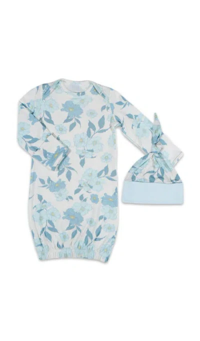Everly Grey Analise During & After 5-piece Maternity/nursing Sleep Set For Mom & Baby In Blue