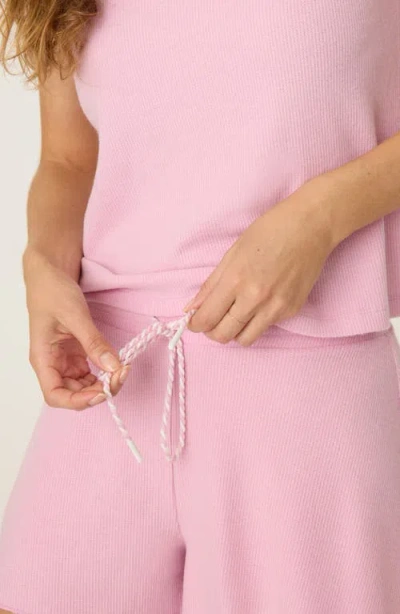 Pj Salvage Wish You Were Here Waffle Knit Pajama Shorts In Pink