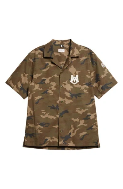 Moncler Camo Camp Shirt In Green