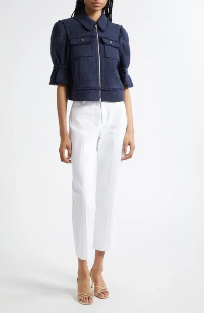 Cinq À Sept Holly Cotton Bouclé Jacket In Blue