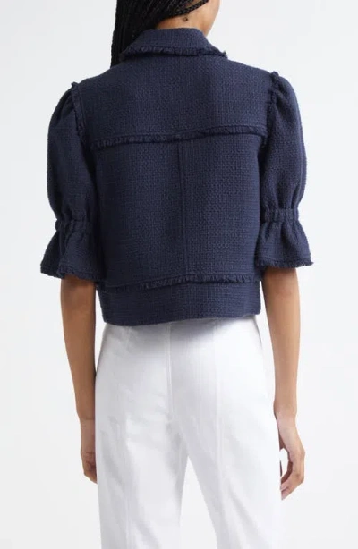 Cinq À Sept Holly Cotton Bouclé Jacket In Blue