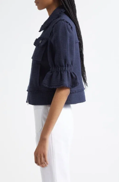 Cinq À Sept Holly Cotton Bouclé Jacket In Blue
