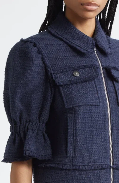 Cinq À Sept Holly Cotton Bouclé Jacket In Blue
