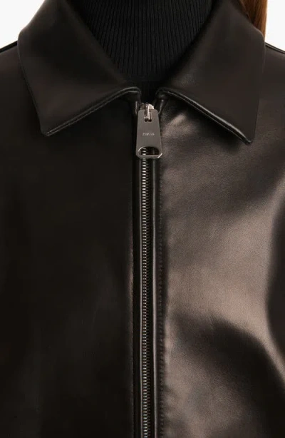 Khaite Grizzo Oversized Leather Collared Jacket In Black