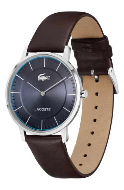 Lacoste Crocorigin Navy Leather Strap Watch, 40mm