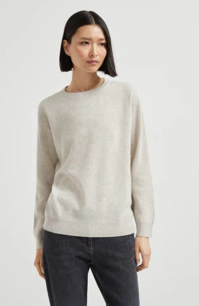 Brunello Cucinelli English Rib Knit Sweater In Gray