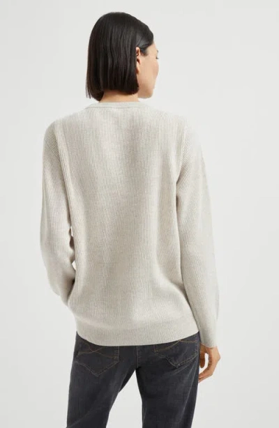 Brunello Cucinelli English Rib Knit Sweater In Gray