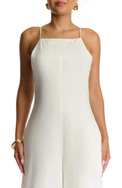 Naked Wardrobe Wide Leg Cotton Jumpsuit In White