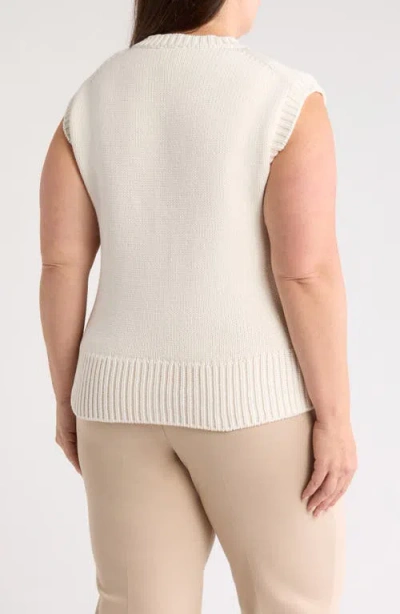 Anne Klein Button Front Sweater Vest In Neutral