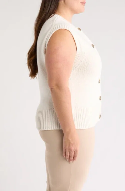 Anne Klein Button Front Sweater Vest In Neutral