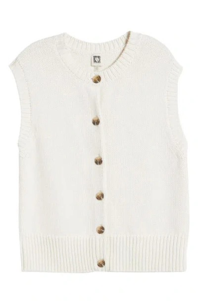 Anne Klein Button Front Sweater Vest In Neutral