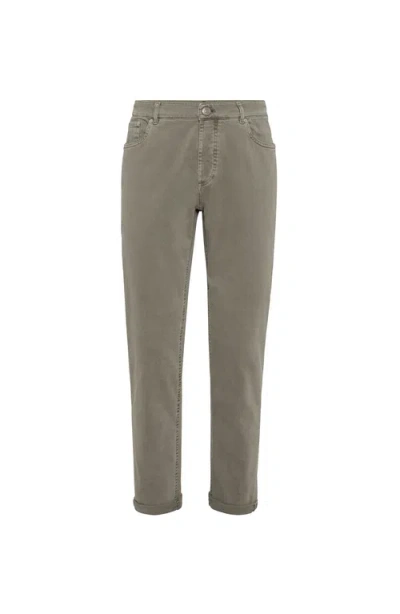 Brunello Cucinelli Pants With Turn-up Hem In Green