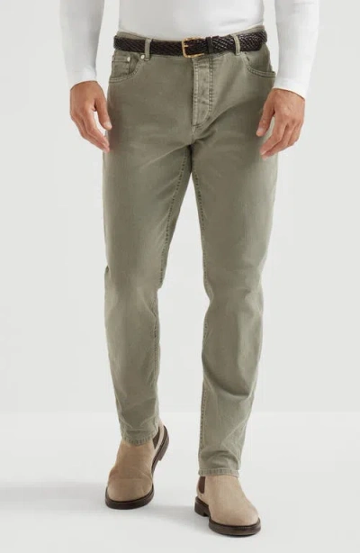 Brunello Cucinelli Pants With Turn-up Hem In Green