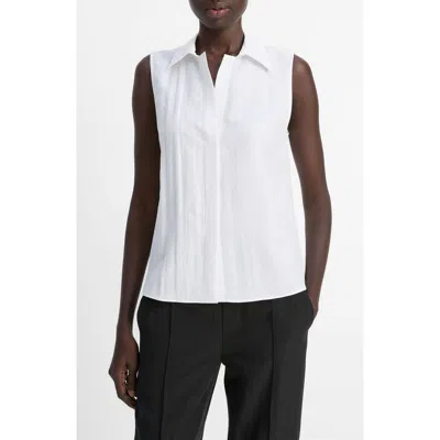 Vince Boxy Sleeveless Button-up Shirt In White