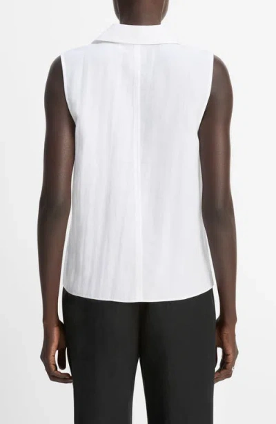 Vince Boxy Sleeveless Button-up Shirt In White