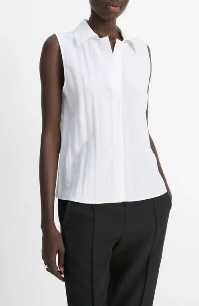 Vince Boxy Sleeveless Button-up Shirt In White