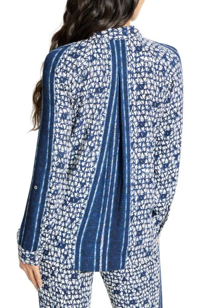 Nic + Zoe Nic+zoe Etched Angles Button-up Shirt In Blue