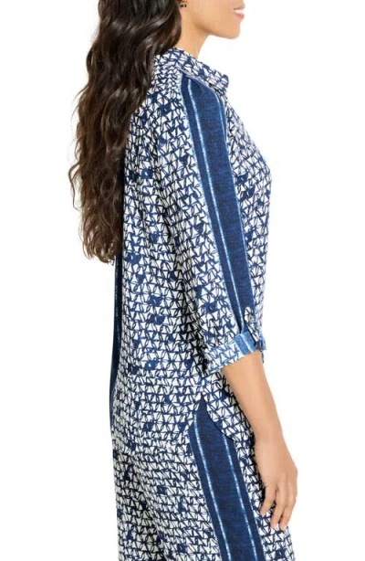 Nic + Zoe Nic+zoe Etched Angles Button-up Shirt In Blue