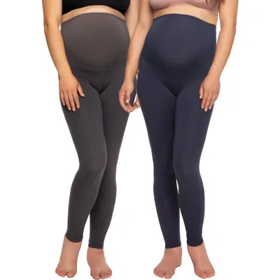 Felina Velvety Soft Maternity Leggings 2 Pack In Black