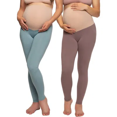 Felina Velvety Soft Maternity Leggings 2 Pack In Multi