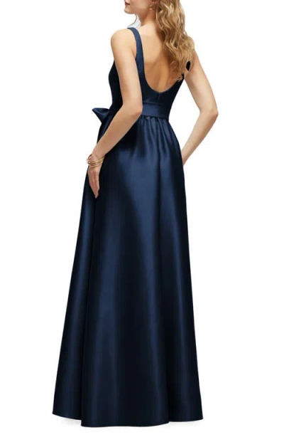 Dessy Collection Bow Satin Twill Gown